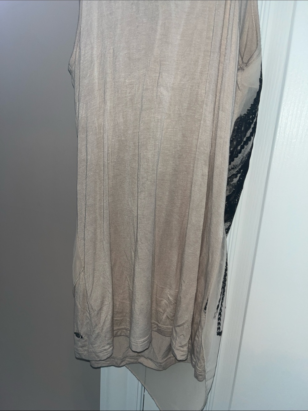 Lipsy Beige Tank Top with Black Chain Fringe Overlay - Picture 11 of 11